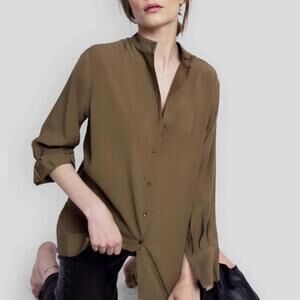 Christina Karin Military Olive Button-Up Helena Blouse - Size - Small